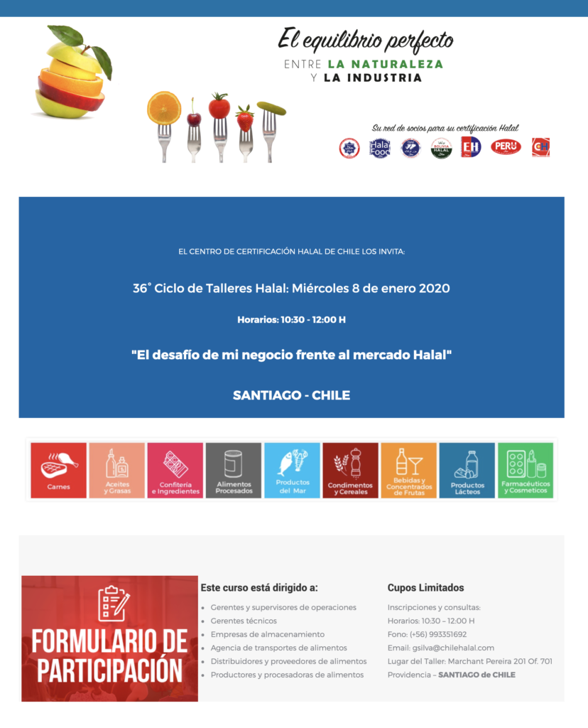 TALLER HALAL N°36 ENERO 2020 en Santiago de Chile