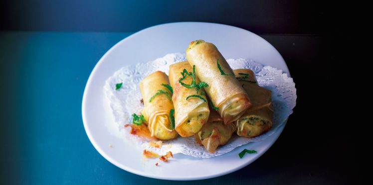 CREPES RELLENOS DE ESPINACAS Y GAMBAS