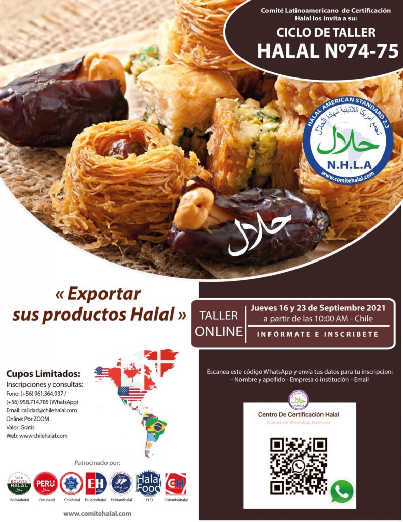 CHILEHALAL Y EL COMITÉ HALAL INVITAN A SU CICLO DE TALLER HALAL N°74-75