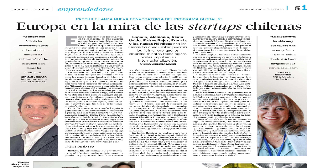 Destacado en prensa: “Europa en la mira de las startups chilenas